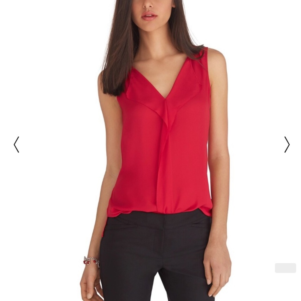 Bright Red Ruffle Blouse Top - Picture 2 of 8